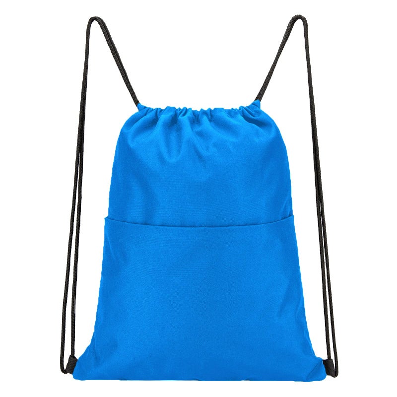 Vorspack Drawstring Backpack Water Resistant String Bag Sports Sackpack Gym Sack with Side Pocket for Men Women - Blue - Image 1